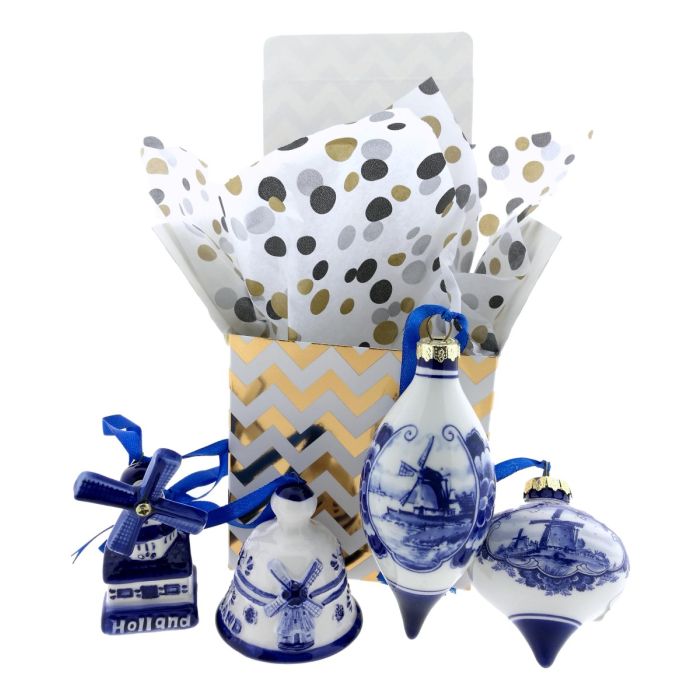 Gift box "Delft blue Christmas" 4 Christmas tree decorations