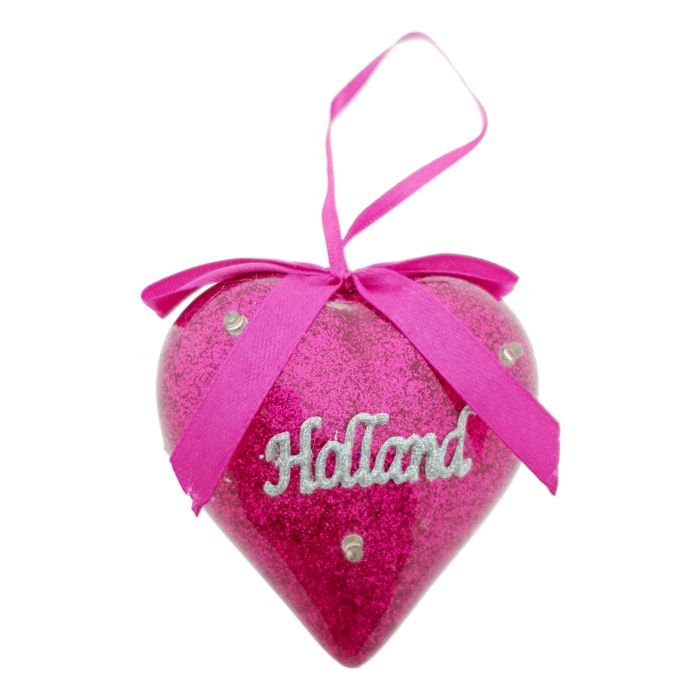 Kersthanger Hart met LED en Glitter "Holland" - Paars