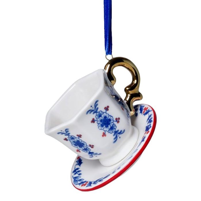 Christmas Ornament Teacup with Saucer – Ceramic – 9 cm