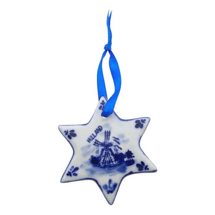 Christmas decoration delft blue star with mill