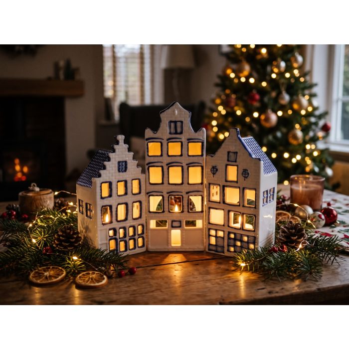 Tealight Holder Canal Houses - Set of 3 - Gift Packed