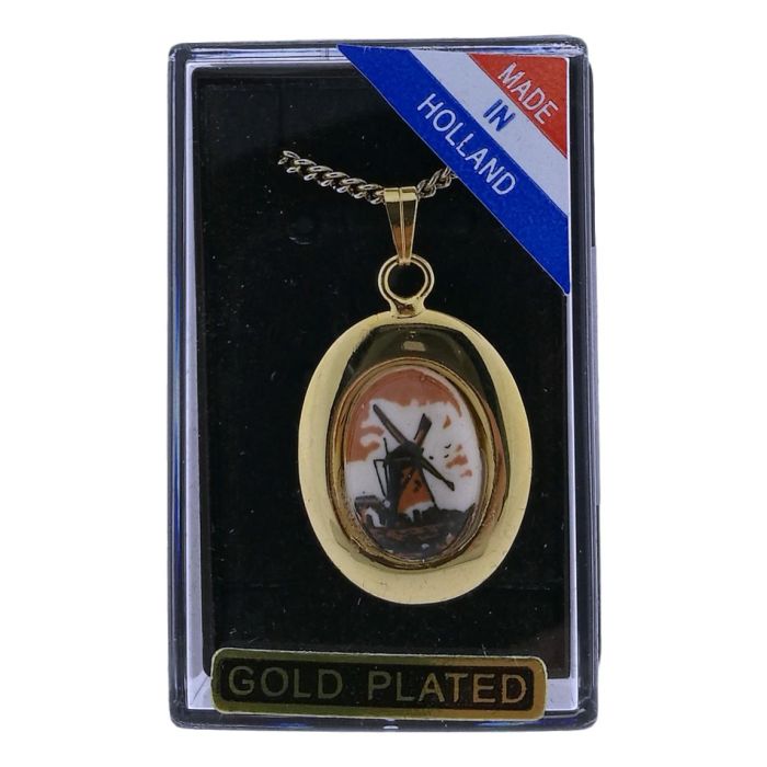 Ketting Goud "Ovale hanger met Molen"