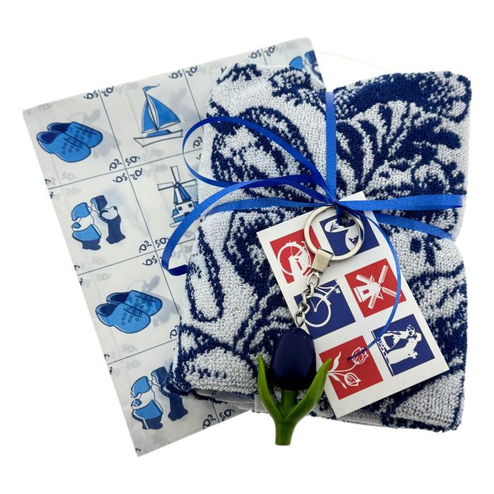 Cadeauset Theedoek en Keukendoek Blauwe Tulp