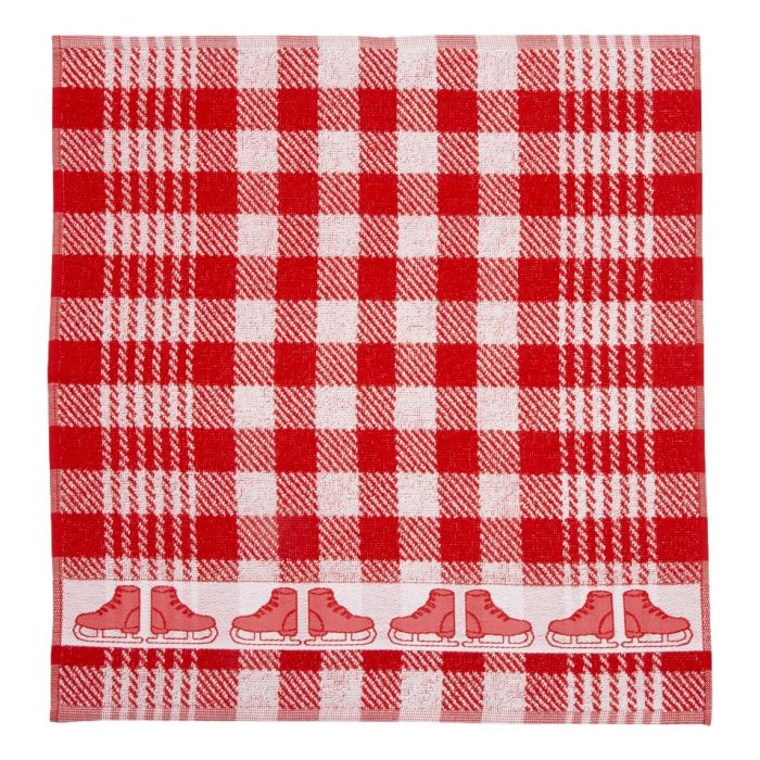 Towel Skating with Red/White Squares