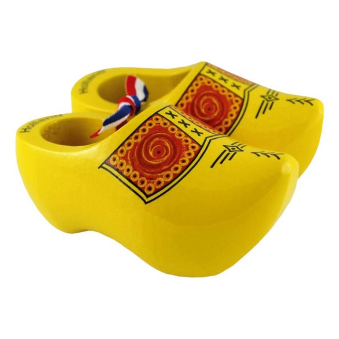 Houten klompen 14 cm – Boeren Geel met traditionele bies