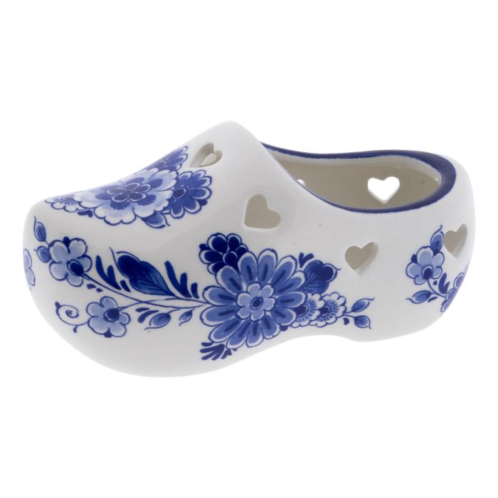 Decorative Clog Tealight Holder with Hearts - 15 cm