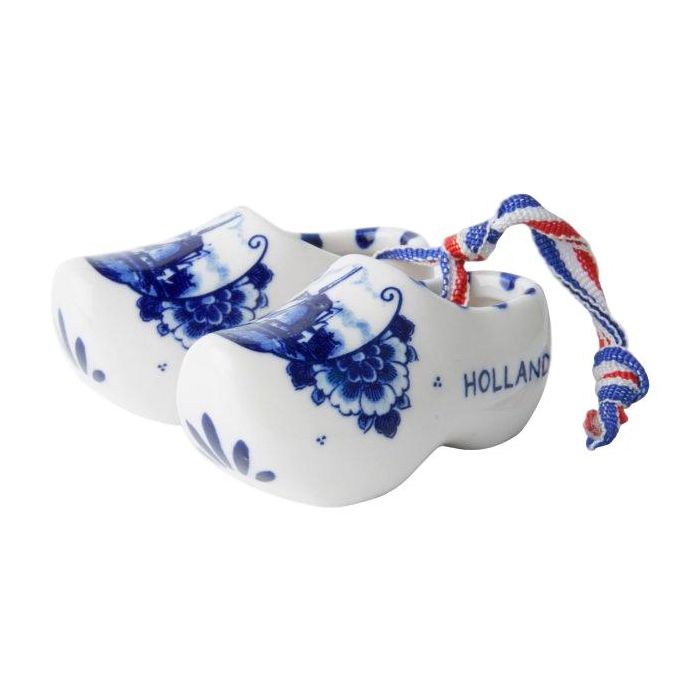 Keramieken klompjes aan lint, 7 cm