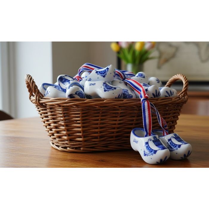 Paar klompjes aan lint Delft - Keramiek 4cm
