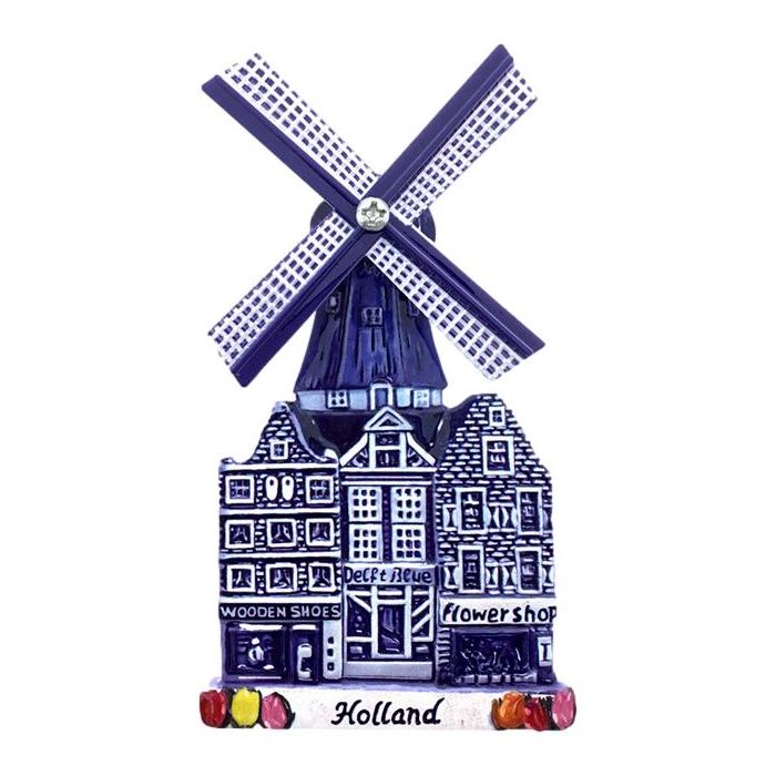 Windmill Magnet Ceramic Delft Blue