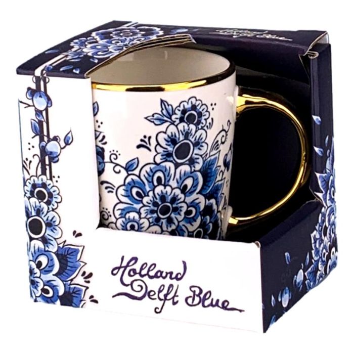 Coffee mug "Flowers - Gold" Delft Blue