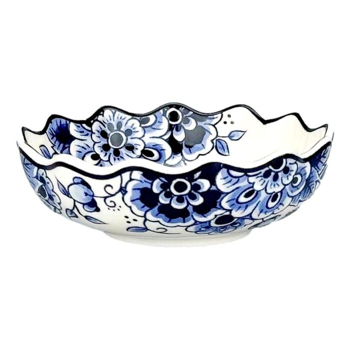 Ceramic Bowl - Delft Blue Style - Scalloped (Ø 10 cm)