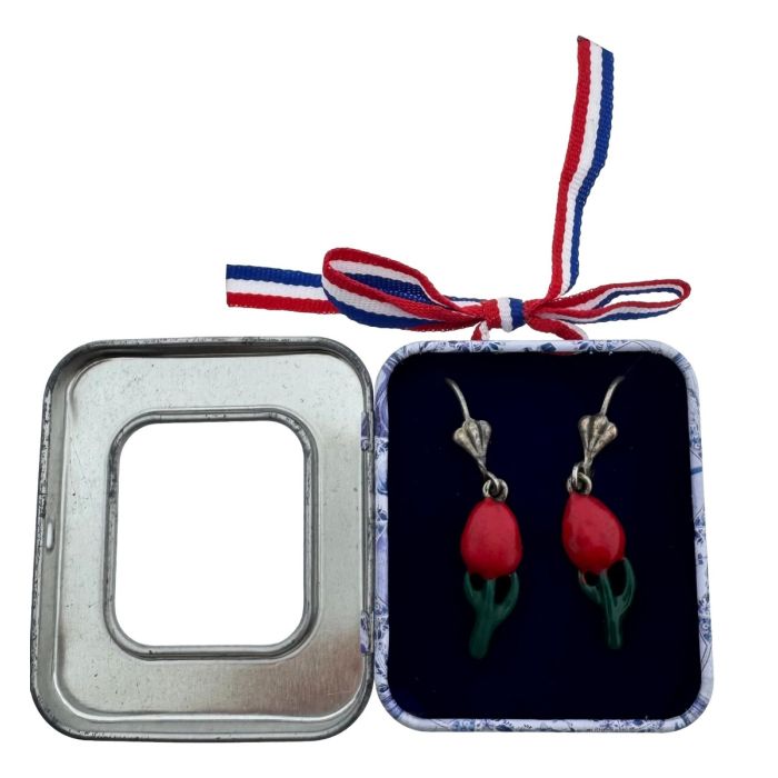 Oorbellen rood tulpje  