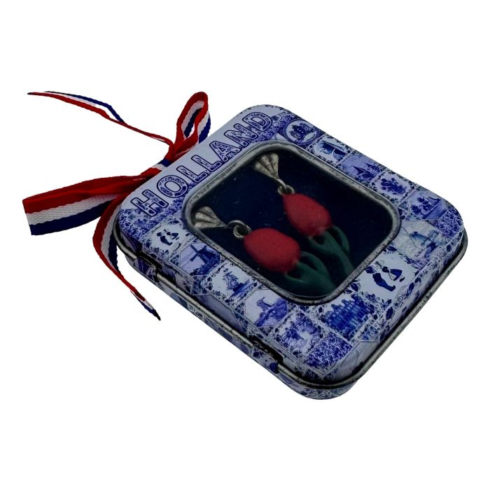 Oorbellen rood tulpje  