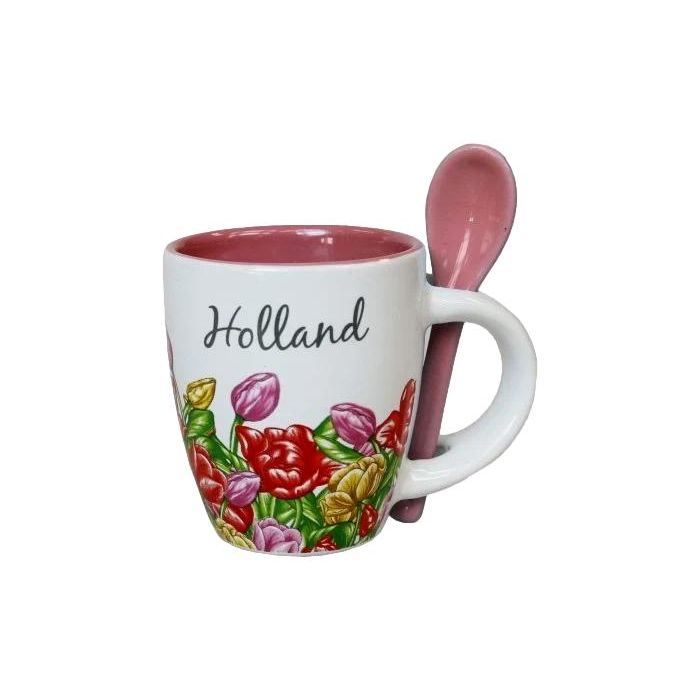 Espresso Mokje Gekleurde Tulpen met lepel