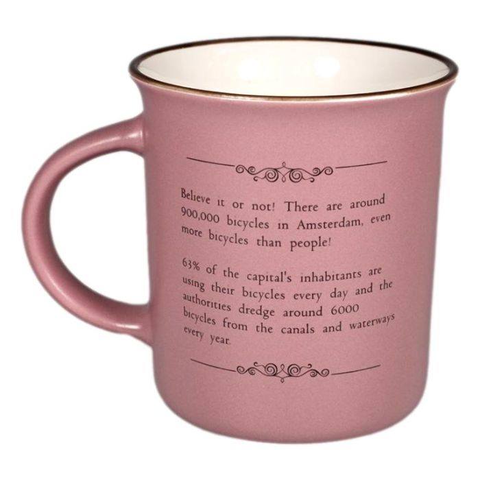 Mug Memoriez - Amsterdam Bicycles - Matte Coral Pink, Large