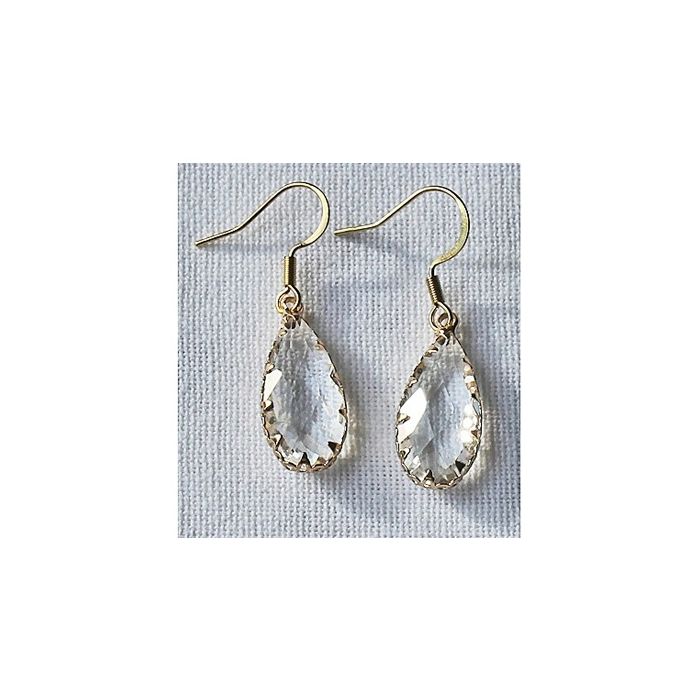 Facetted crystal drop earrings, goldplated stainless steel hooks