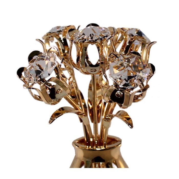 5 Tulpen in vaas, helder kristal, met Swarovski kristallen