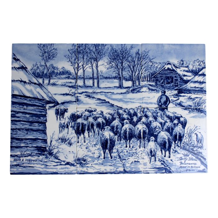 Tile panel "Flock of Sheep" - Mauve