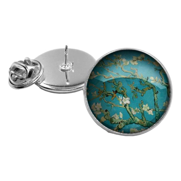 Lapel Pin Glass Van Gogh Almond Blossom