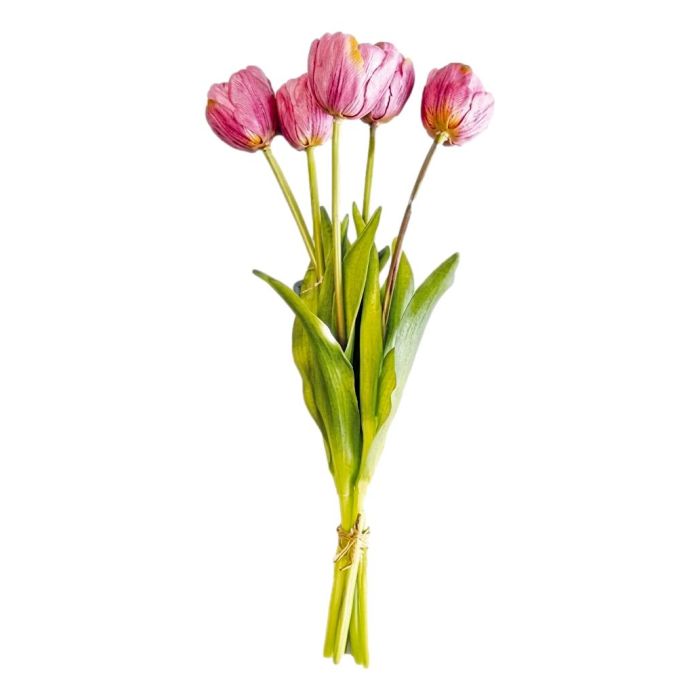 Bouquet of 5 Lilac Double-Petal Tulips - 40 cm