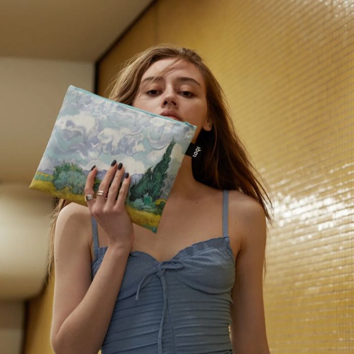 LoQi Vincent van Gogh Starry Night, Wheatfield, Irises Gerecyclede ritszakken