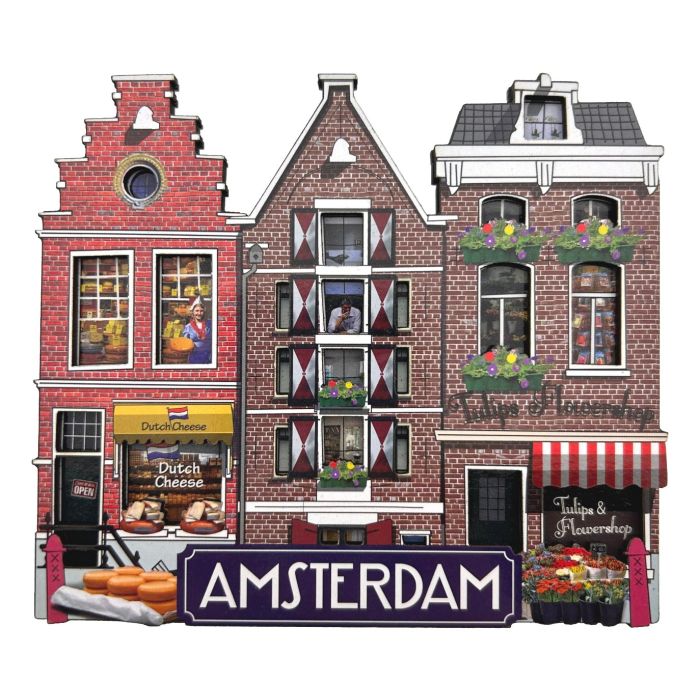 Amsterdamse Grachtenhuisjes Koelkastmagneet 2, Groot