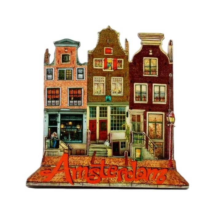 Koelkastmagneet "Drie Amsterdamse huisjes"