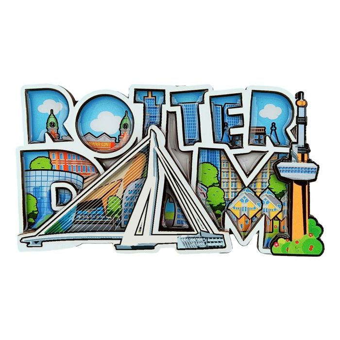 Magnet Rotterdam Skyline Comic Style 