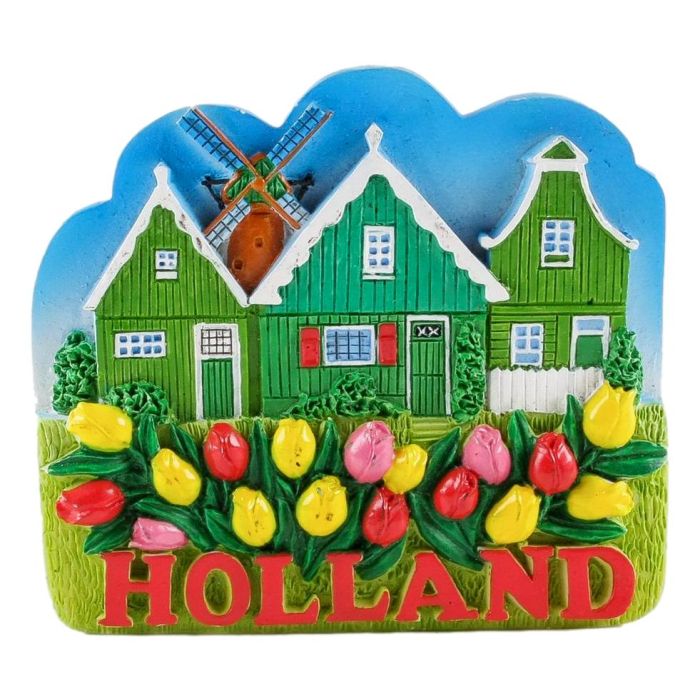Magnet Dutch Houses with Windmill and Tulips