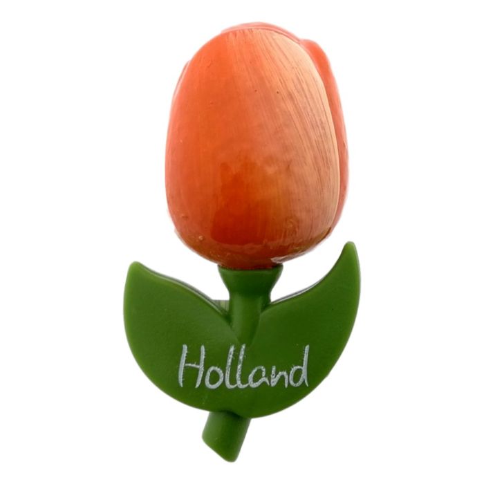 Magneet Houten Tulp , Oranje, Holland