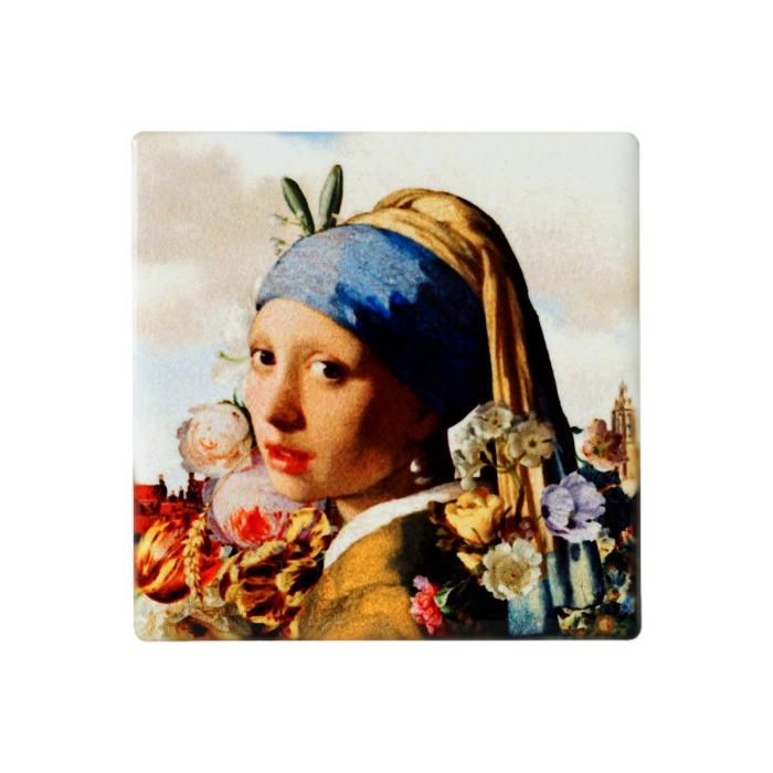 Magnet Girl with a pearl earring, Ceramic