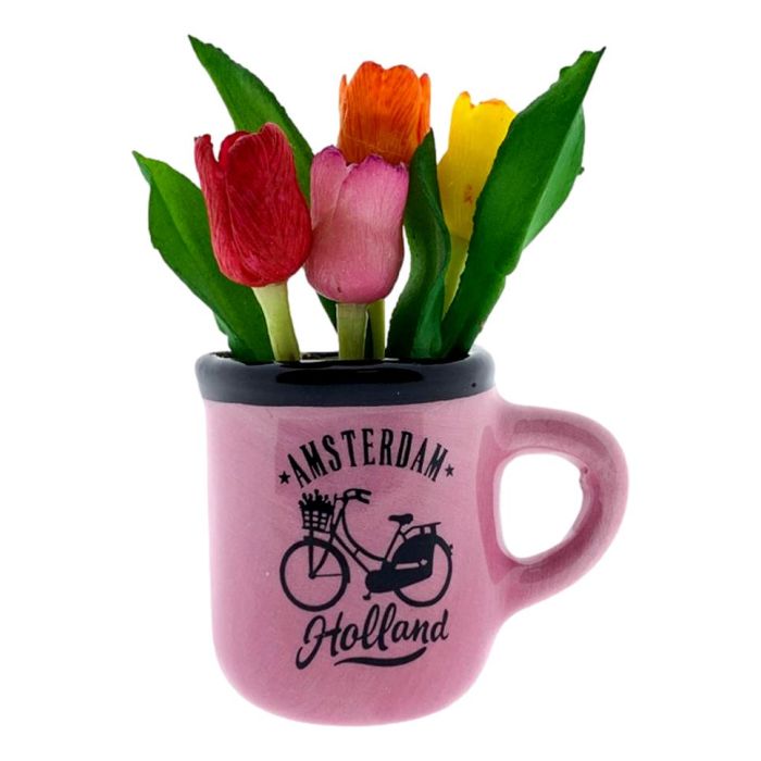 Magnet Mug with Tulips Amsterdam Pink