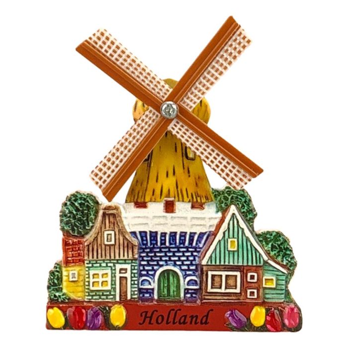 Magnet  Dutch Tower Windmill with Gabled Houses - Multicolor