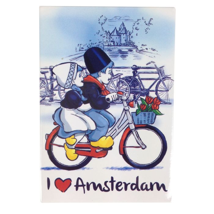 Fridge  magnet Dutch couple on bike
