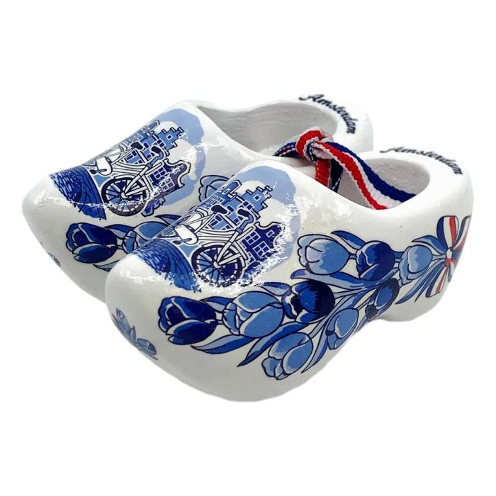 Set wooden clogs Amsterdam 8 cm, Delft blue