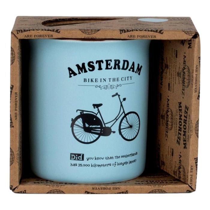 Mok Memoriez - Amsterdamse Fietsen - Mat Blauw, Groot
