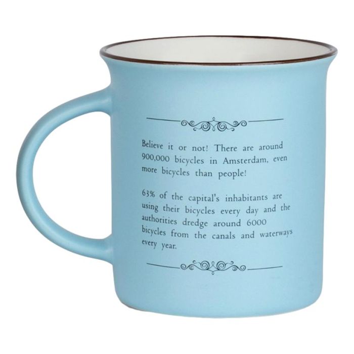 Mok Memoriez - Amsterdamse Fietsen - Mat Blauw, Groot