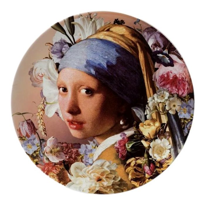Wall plate Girl with Pearl Pastel, 31 cm