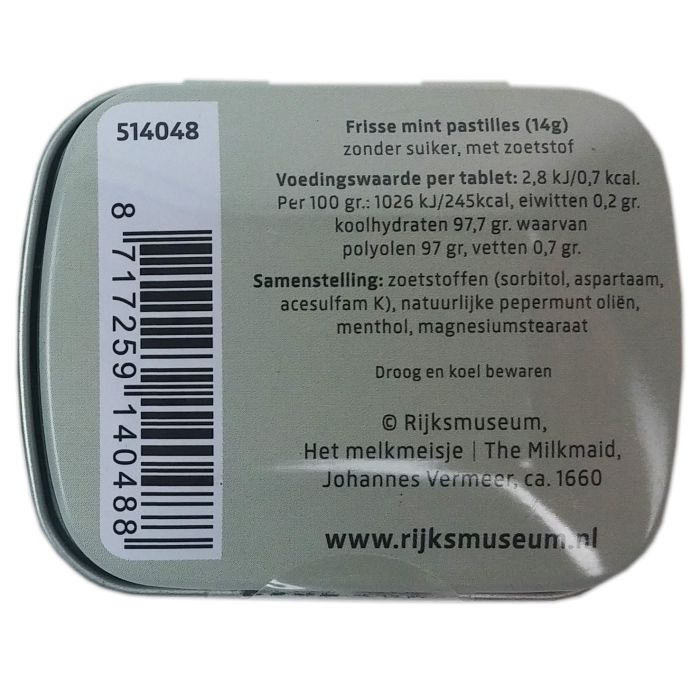Mints in tin, The Milkmaid, Vermeer