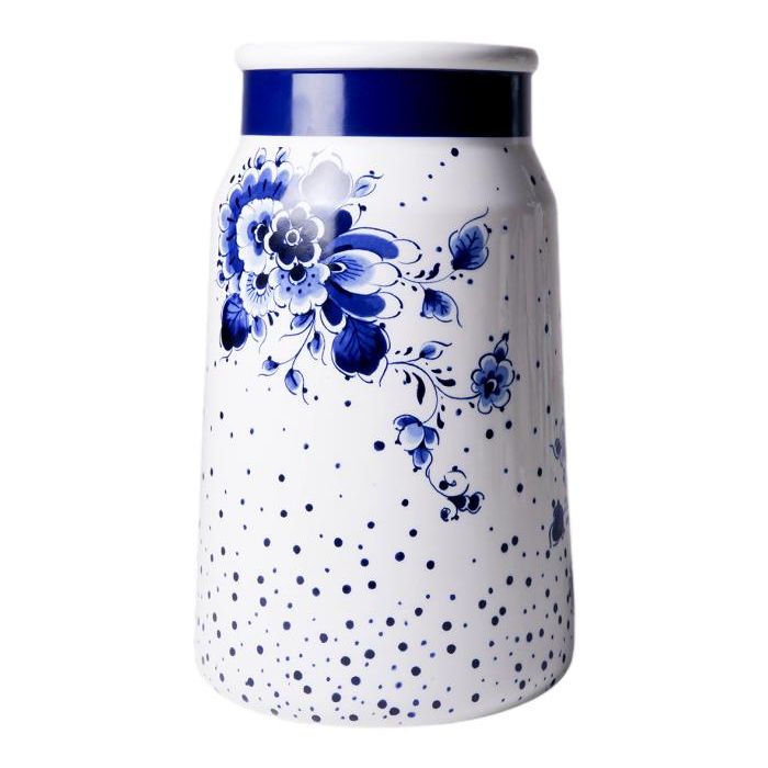 Melkbus Vaas – Bloemenmotief met Stippen (25,5 cm)