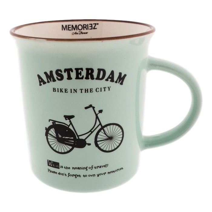 Mok Memoriez - Amsterdamse Fietsen- Mint, Groot