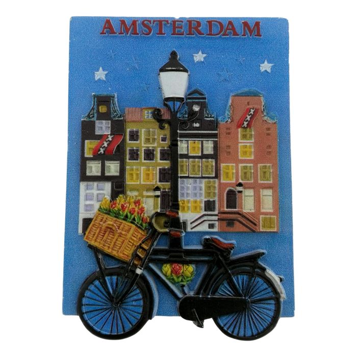 Amsterdamse Huizen en Fiets Magneet - 3D