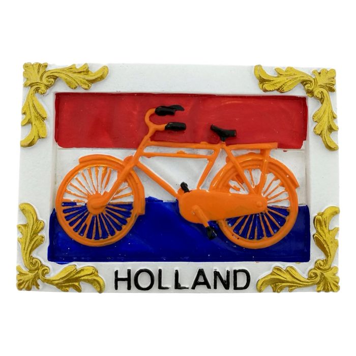 Oranje Fiets Holland Magneet - 3D