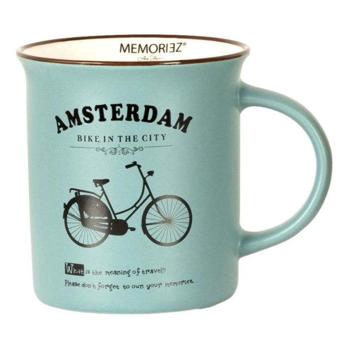 Mok Memoriez - Amsterdamse Fietsen - Mat Navy, Groot