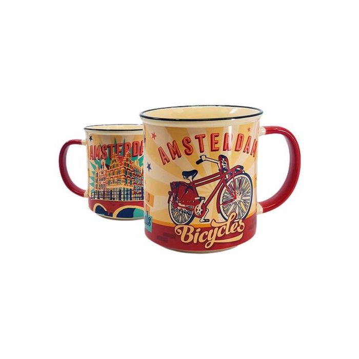 Beker vintage Amsterdam "Bicycles"  - Groot