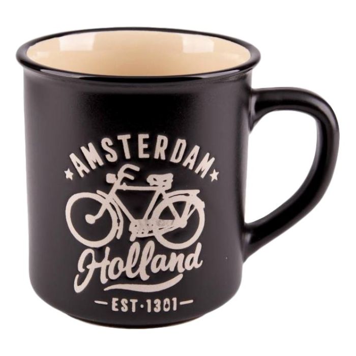 Mok "Amsterdam - Holland"  Zwart- Groot 
