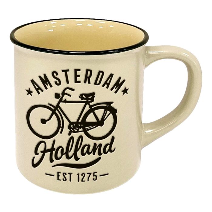 Mok Amsterdam Holland Beige - Fiets - Groot