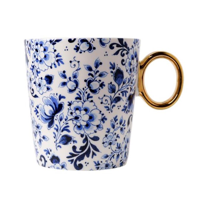 Mug Ornate Flower gold edge
