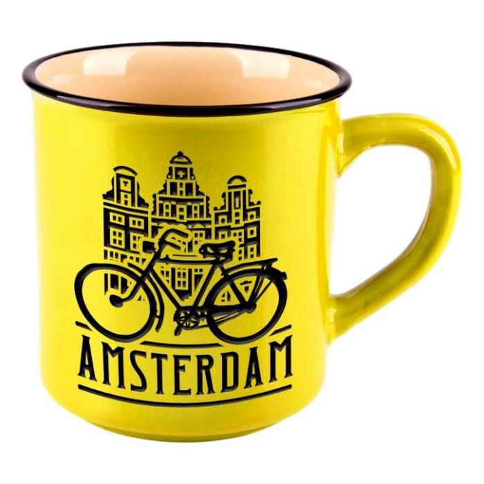 Mok "Amsterdam - Fiets" Geel - Groot 