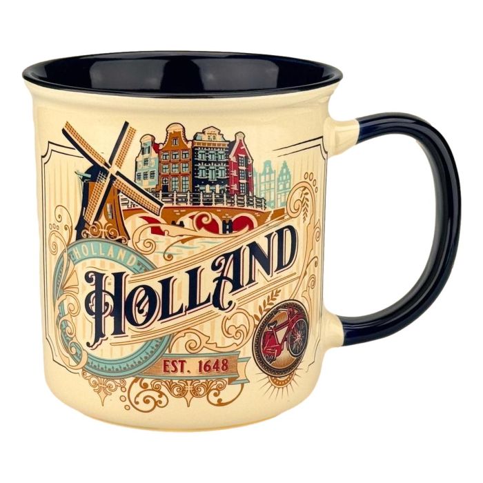 Mok Ornamenten Holland - Beige Wit
